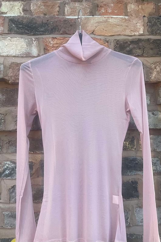 Essential Stretch Mesh Polo Layering Top Antique Rose